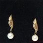 VINTAGE 14K YELLOW GOLD & CULTURED PEARL EARRINGS 14KT NO SCRAP HERE!