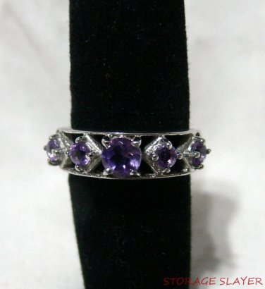 STERLING SILVER & AMETHYST LADIES RING WOMANS SIZE 7 925 NO SCRAP HERE!