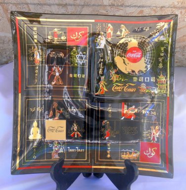 RARE COCA-COLA INTERNATIONAL DIVIDED LANGUAGES PLATE HARD TO FIND COKE ITEM!