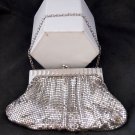 VINTAGE WHITING & DAVIS SILVER MESH PURSE HANDBAG 2928