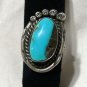 VINTAGE OLD PAWN NATIVE AMERICAN INDIAN STERLING SILVER RING TURQUOISE SIGNED
