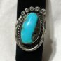 VINTAGE OLD PAWN NATIVE AMERICAN INDIAN STERLING SILVER RING TURQUOISE SIGNED