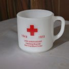 VINTAGE 1973 FEDERAL RED CROSS MILK GLASS COFFEE CUP MUG