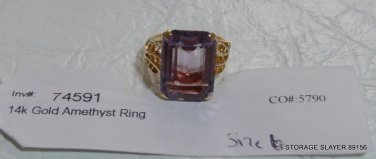 14K YELLOW GOLD LARGE AMETHYST LADIES RING 14KT NO SCRAP HERE?