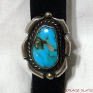 VINTAGE OLD PAWN NATIVE AMERICAN INDIAN STERLING SILVER RING SMALL TURQUOISE