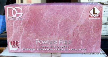 DILLON GLOVES 100 LARGE POWDER FREE NITRILE INDUSTRIAL GRADE EXAM TATTOO