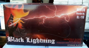 BLACK LIGHTNING NON-MEDICAL POWDER FREE NITRILE 100 GLOVES MEDIUM LATEX FREE