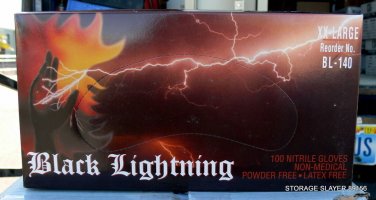BLACK LIGHTNING NON-MEDICAL POWDER FREE NITRILE 100 GLOVES XXL LATEX FREE