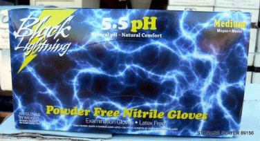 BLACK LIGHTNING EXAMINATION POWDER FREE NITRILE 100 MED GLOVES 5.5 PH LATEX FREE
