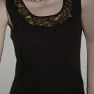 Beltdini Brown Knit Tanktop with Gold Size M Designer Top