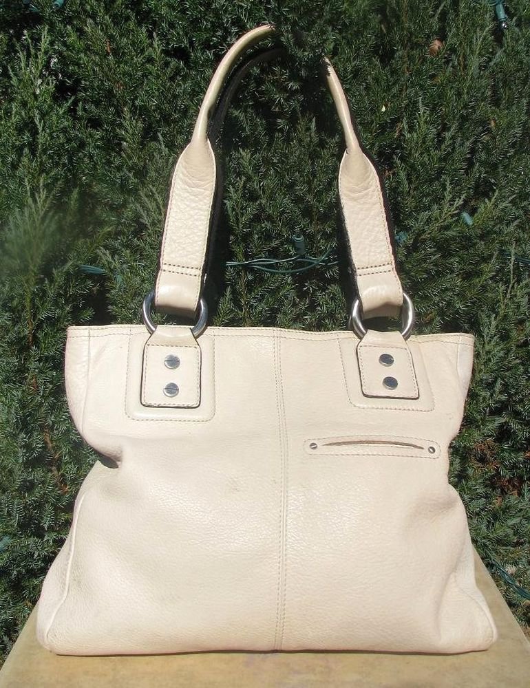 B Makowsky Shoulder Bag Cream Large Leather Designer Handbag