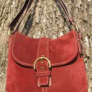 Coach Burgundy Leather Shoulder Bag Medium Suede Handbag