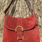 Coach Burgundy Leather Shoulder Bag Medium Suede Handbag