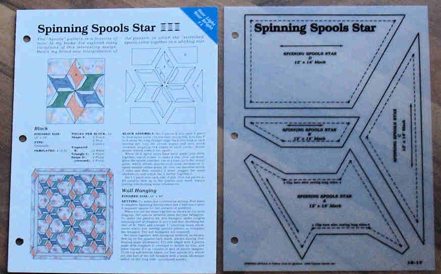 SPINNING SPOOLS STAR Spinning Spools Quilt Pattern w/Template