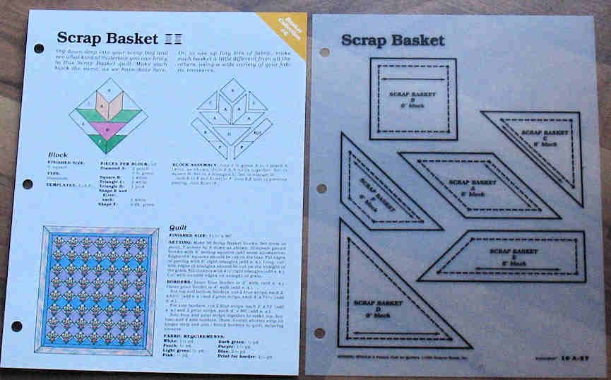 SCRAP BASKET Spinning Spools Quilt Pattern w/Template