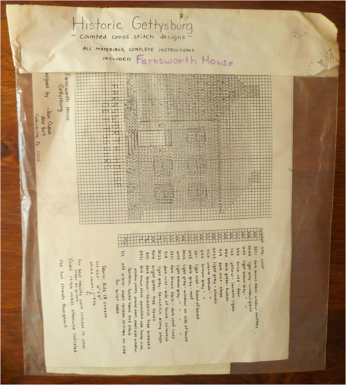 Vintage Cross Stitch XStitch Kit Design of Farnsworth House Historic