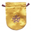 Yellow Satin Pentagram in a Circle Tarot Bag