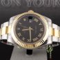 Rolex Datejust II Black Roman Dial 18k Yellow Gold Mens Watch