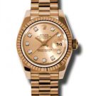 Rolex Datejust II Champagne Diamond Dial Automatic 18kt Pink Gold Ladies Watch