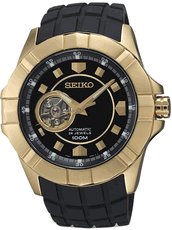 Seiko Premier Automatic Black Dial Gold-Tone Stainless Steel Mens Watch