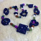 Navy Blue Chunkie fun Necklace W earrings.