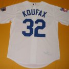 LA Dodger #32 Sandy Koufax, Men's Sewn White Jersey