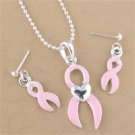 Pink Ribbon Necklace Set