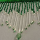 Beautiful Beaded Fringe Trim 4" Green, Pearl,& clear long bead All Glass