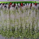 Gorgeous Beaded Fringes 5" LT.Green,Clear & Red seed/Bugle beads-Acrylic/Glass