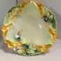 ANTIQUE ELEGANT PORCELAIN HANDPAINTED BLUE PLUMS AND GOLD
