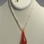 18" Round Pear & Gold beads with Murano Pendant  Necklace.