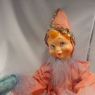 Antique  26" tall clown doll with coral color with plastic face