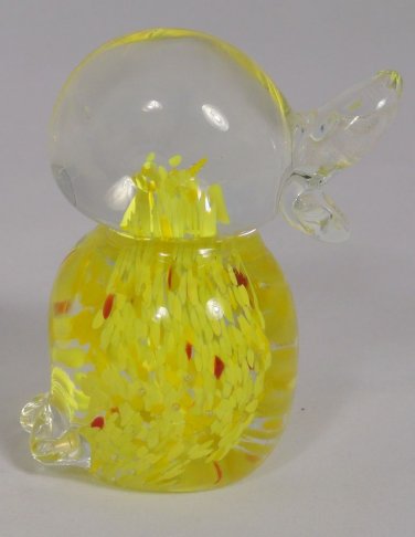 Yellow, red & Clear Art Quality Glass Singing Duck Figurine
