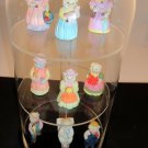 VINTAGE (9) J.C. MINIATURE COLLECTIBLE PIG FIGURINE WITH GLASS DOME DISPLAY