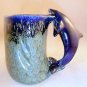 BLUE & GRAY CERAMIC  COFFEE MUG  WITH FISH HANDLE