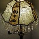Lovely  Lampshade Yellow  Toned fabric with beaded fringes
