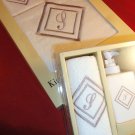 2 Sets of Kirkland's Home Towers with Inita "S" embrodered and Lotion/Soap Pump