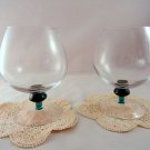 Cognac/Brandy Glass Set of 2 with Green Stem