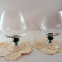 Cognac/Brandy Glass Set of 2 with Green Stem