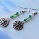 Green Swarovski Crystal & Glass Celtic Style Ornate Circle Earrings