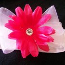 Bright Pink Flower on White Band