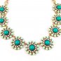 JCREW CRYSTAL CIRCLE FLOWER CLUSTER NECKLACE in SPEARMINT NWOT