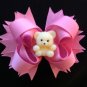pink Sacked Hair Bow, Cute Bear Hair Bow