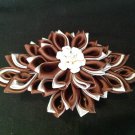 Kanzashi Flower Barrette, Resin Flower, Ribbon Flower Barrette