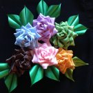Brooch Flower, Kanzashi Flower, Tsumami Kanzashi, Rose Ribbon Flower, Ribbon, Multiplw Color Flower
