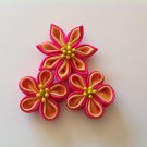 Kanzashi Flower Clips, Tsumami Kanzashi, Three Piece Flower