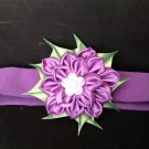 Kanzashi Ribbon Flower Headband, Purple Flower Headband, Girls Flower Heasband