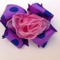 Purple With Blue Dots Stacked Hair Bow