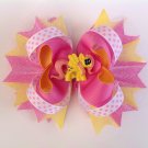Little Pony Stacked Hair Bow, Yellow & Pink Hair Bow