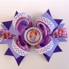 Purple Princess Sofia Stacked Hair Bow